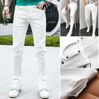 Quần jean bò nam màu trắng co giãn 4 chiều Big size 28-36 dáng ôm Avocado