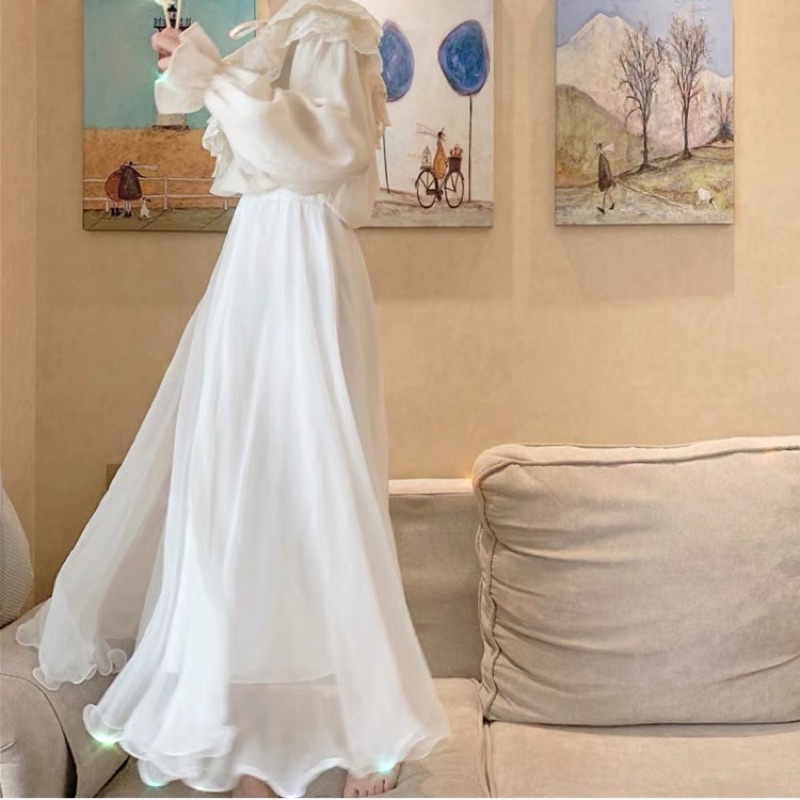 Chân váy voan 2 lớp dáng dài