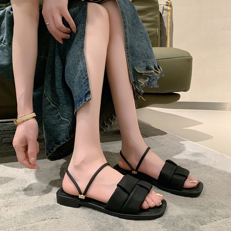 Dép Đế Bằng Họa Tiết Sọc Caro Thời Trang Dành Cho Nữ