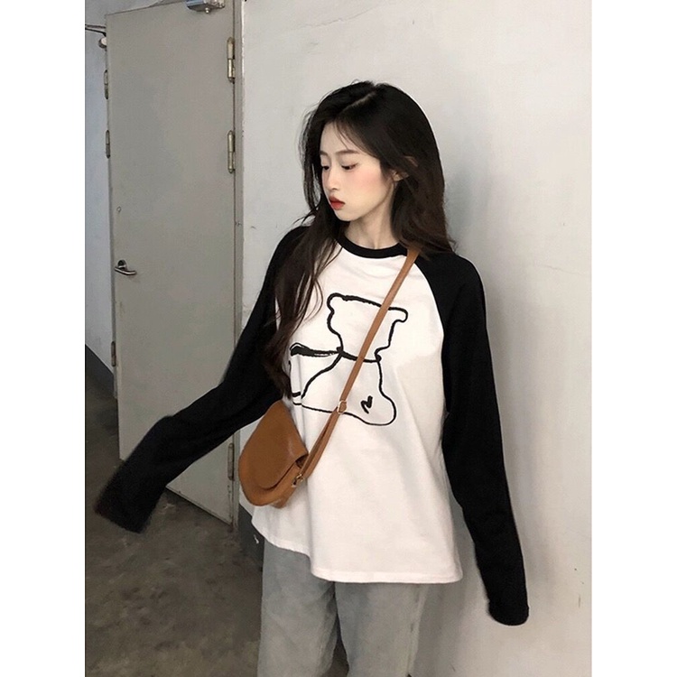 Áo Thun Tay Dài Dáng Rộng Họa Tiết Đáng Yêu Cho Nữ, Thời Trang Xuân Thu Cho Nữ 2023, Hàng Quảng Châu