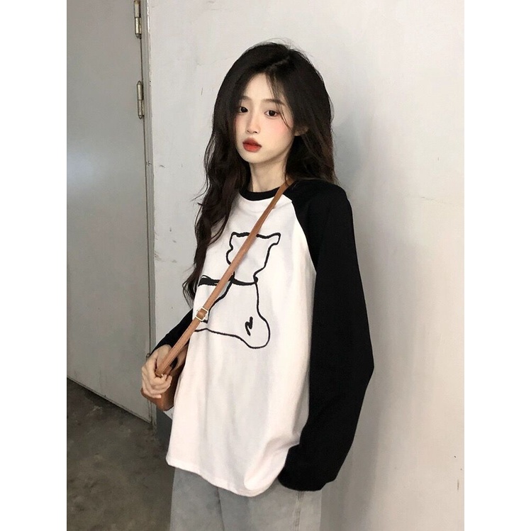 Áo Thun Tay Dài Dáng Rộng Họa Tiết Đáng Yêu Cho Nữ, Thời Trang Xuân Thu Cho Nữ 2023, Hàng Quảng Châu