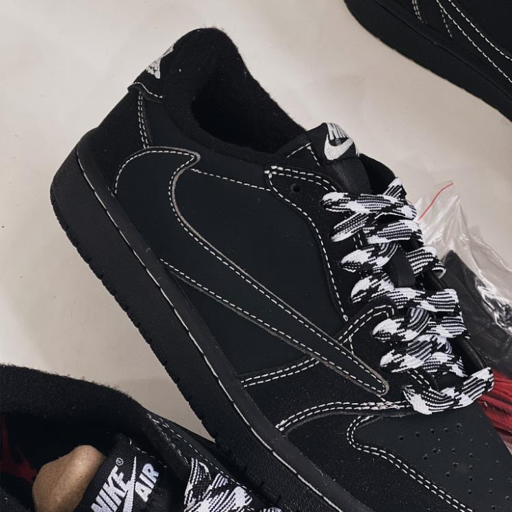 Giày Thể Thao Travis full đen, Jordan 1 Retro Low OG SP Travis Scott Black Phantom Cao Cấp.