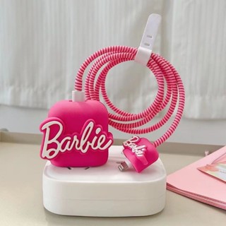 Bộ phụ kiện bảo vệ cáp và củ sạc cho iphone PD 18 20w Búp Bê Barbie dễ