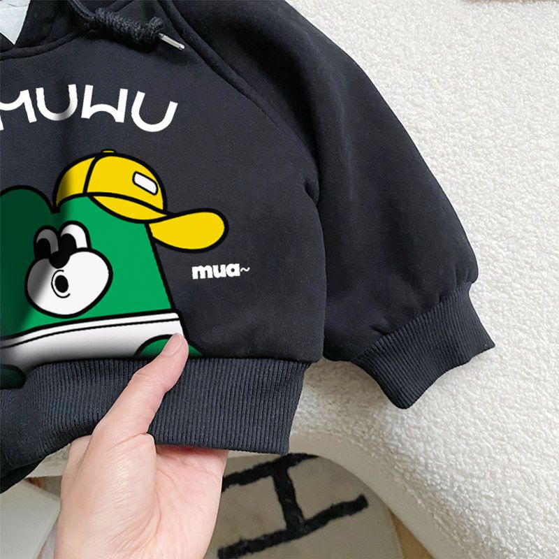 Áo Hoodie Lông Cừu Dáng Rộng Một Mảnh Phong Cách Hàn Quốc Cho Bé Trai Và Bé Gái