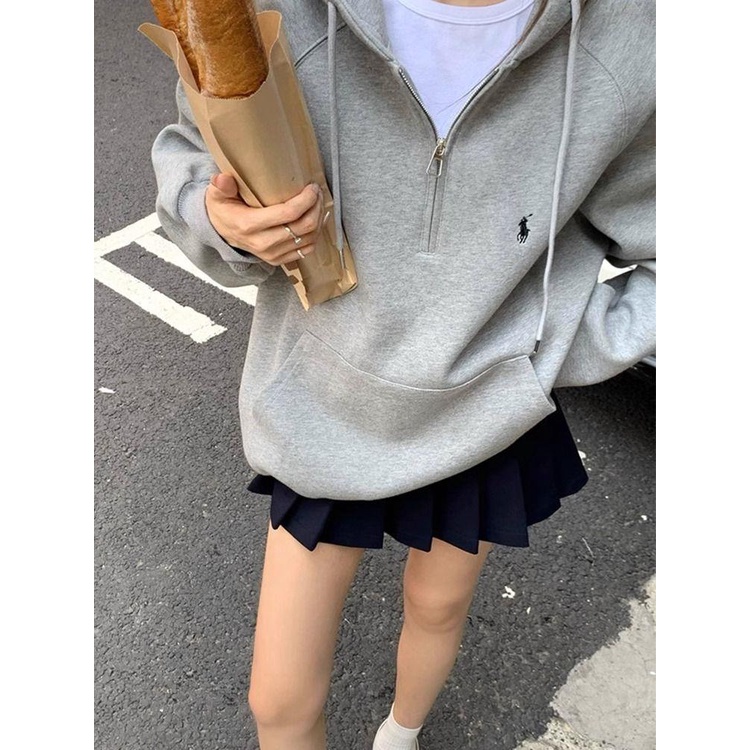Áo Hoodie Mỏng Màu Xám Phong Cách Hàn Quốc Thời Trang Xuân Thu Hàng Mới 2023