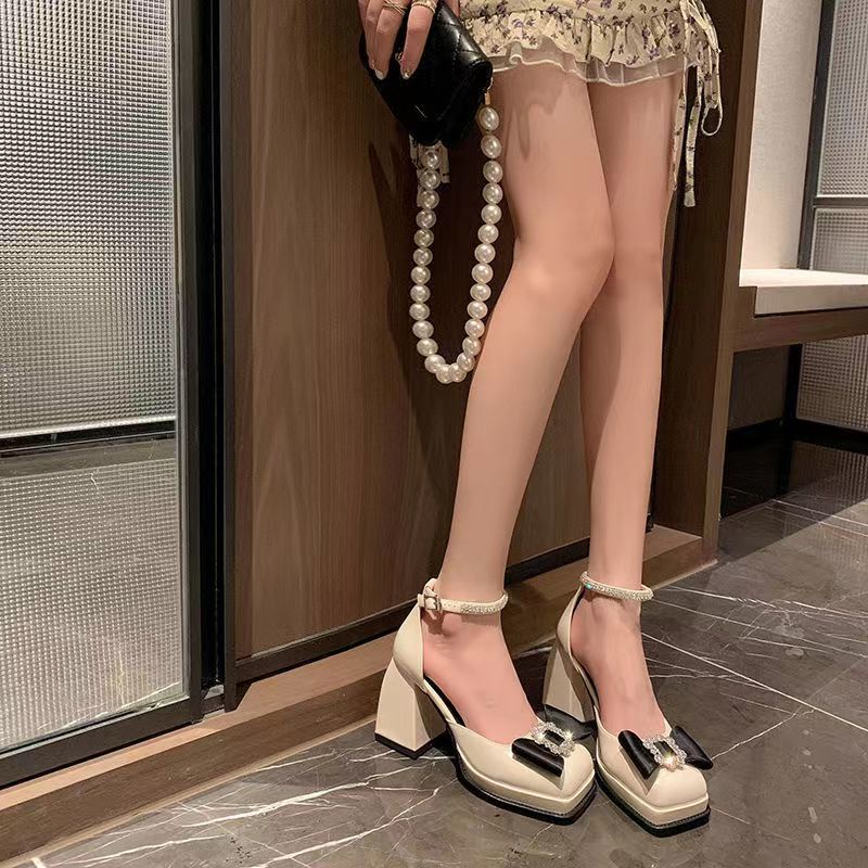 Giày Sandal Cao Gót Mũi Vuông Phong Cách mary jane Thời Trang Mùa Hè Dành Cho Nữ