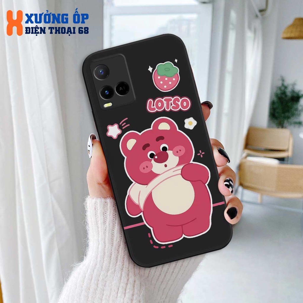 Ốp cạnh vuông Vivo Y21 / Y21s / Y33s hình bear lotso gấu dâu, ốp silicon TPU dẻo rẻ đẹp