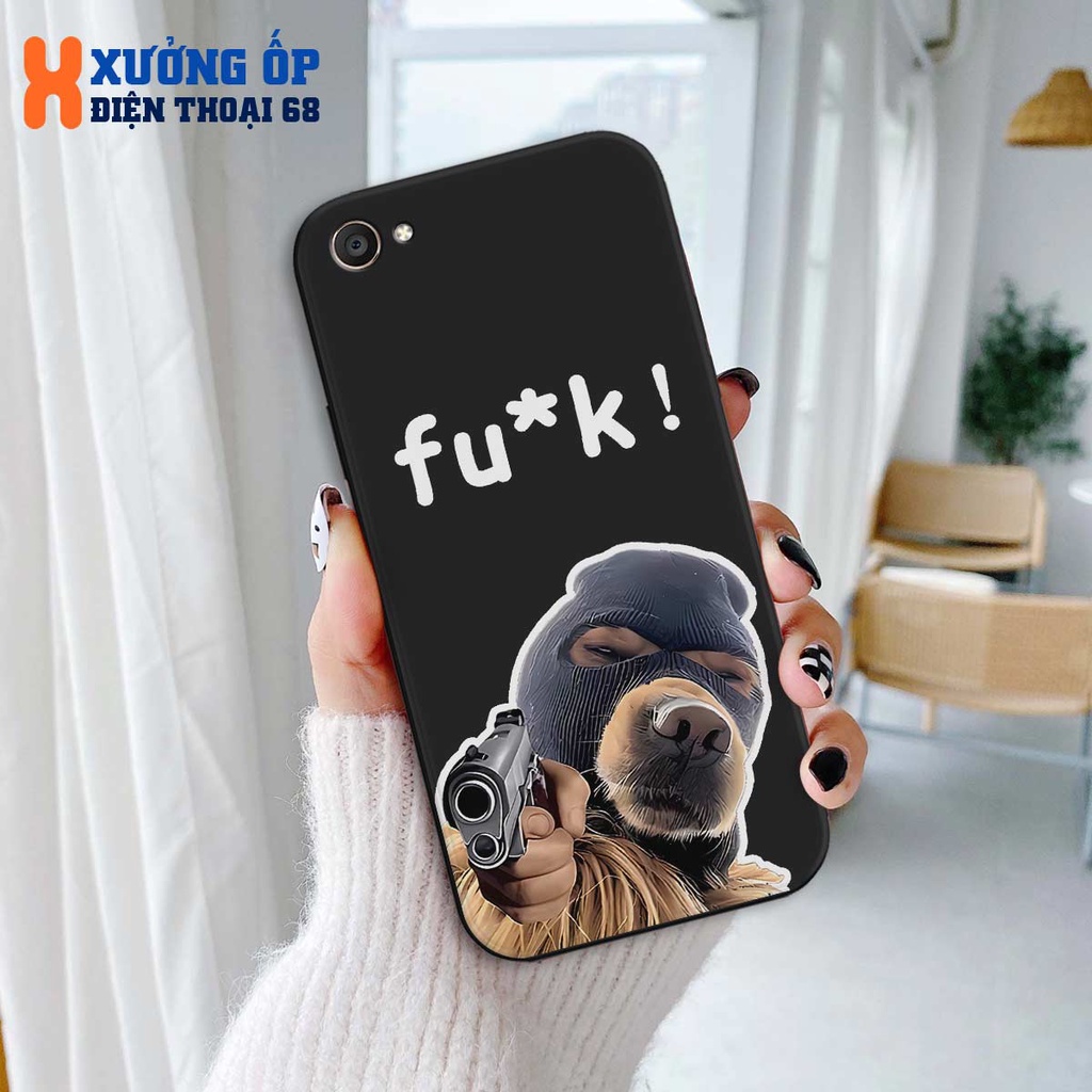 Ốp cạnh vuông Vivo Y53 / Y55 2015 / V5 / Y67 / Y71 hình chú chó dễ thương, ốp silicon TPU dẻo rẻ đẹp