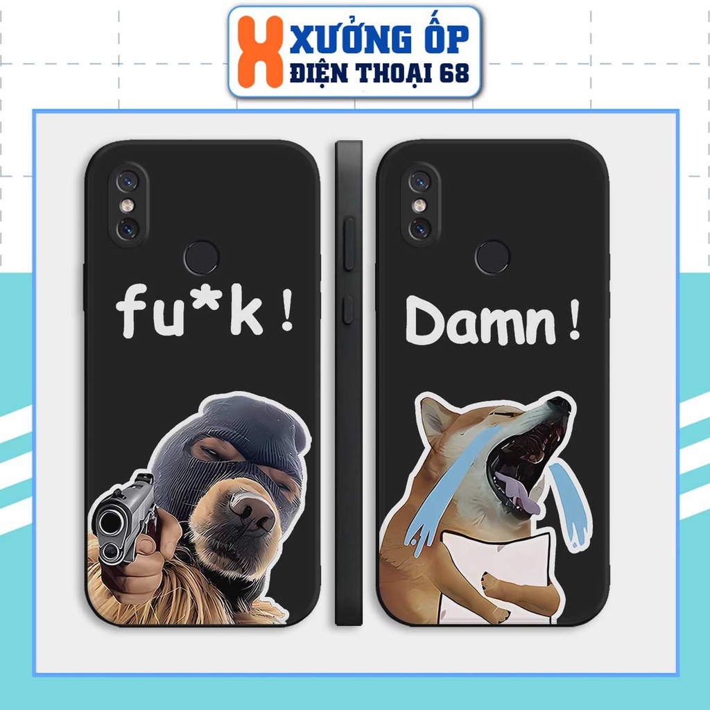 Ốp cạnh vuông Xiaomi Mi8 / Mi 8 SE / Mi 8 Lite hình chú chó dễ thương, ốp silicon TPU dẻo rẻ đẹp