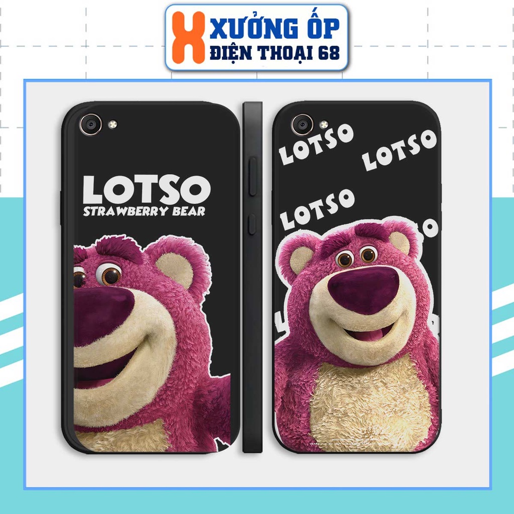 Ốp cạnh vuông Vivo Y53 / Y55 2015 / V5 / Y67 / Y71 hình gấu dâu lotso cute bear, ốp silicon TPU dẻo rẻ đẹp