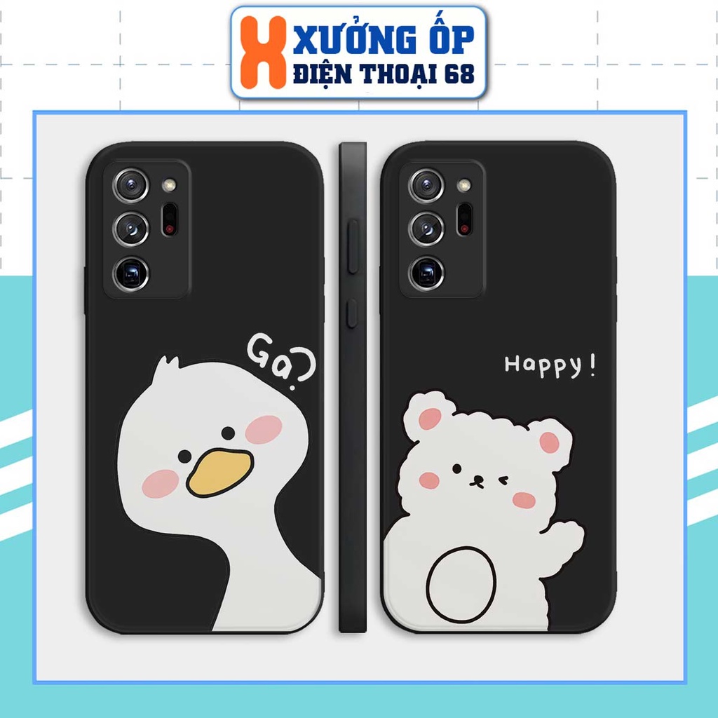 Ốp cạnh vuông Samsung Note 20 / Note 20 Ultra gấu gà trắng dễ thương cute, ốp silicon TPU dẻo rẻ đẹp