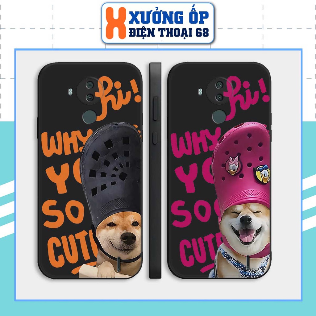 Ốp cạnh vuông Nokia 3.4 / C20 / C30 / G20 hình chó đội dép so cute, ốp silicon TPU dẻo rẻ đẹp