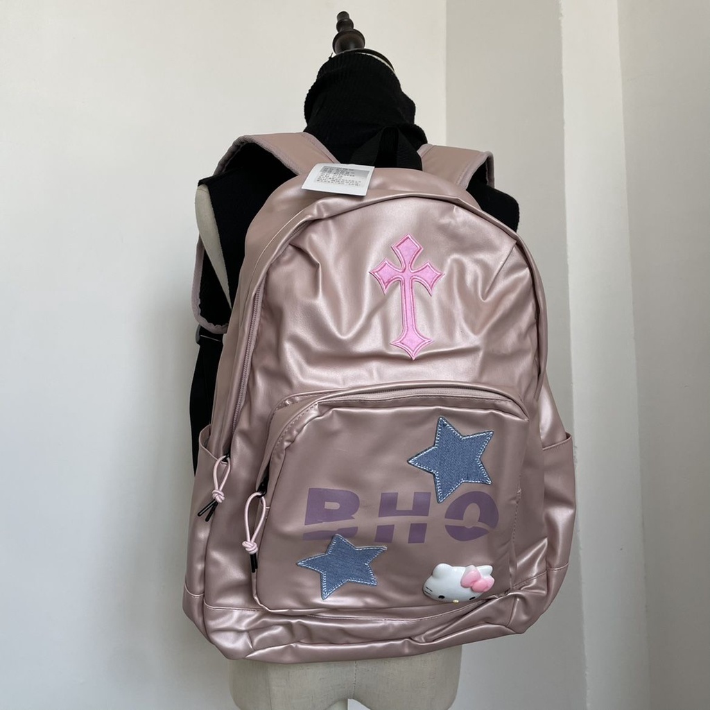 Sweet and Spiy pink / y2k Millet Túi Đeo Chéo Vai Đi Học Sức Chứa Lớn Hình Ngôi Sao Màu Xanh Dương Ngọt Ngào Cho Nữ