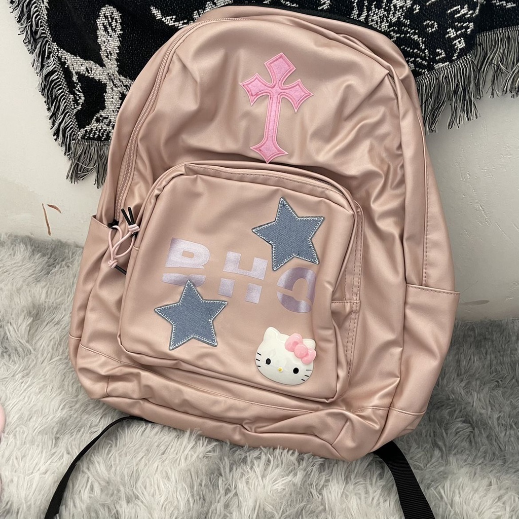 Sweet and Spiy pink / y2k Millet Túi Đeo Chéo Vai Đi Học Sức Chứa Lớn Hình Ngôi Sao Màu Xanh Dương Ngọt Ngào Cho Nữ