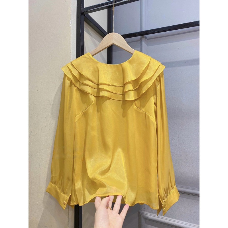 Áo sơ mi cổ viền bèo M069 Tay dài chất liệu vải von tơ cao cấp tiểu thư