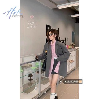 Grey suit jacket top women's autumn high-end suit suit long-sleeved pink shirt layered two-piece suit