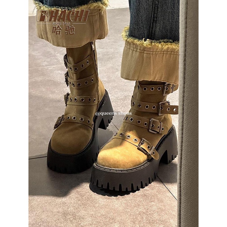 Giày Bốt martin Đế Dày Tăng Chiều Cao Phong Cách punk Thời Trang Mùa Hè 2023 Mới