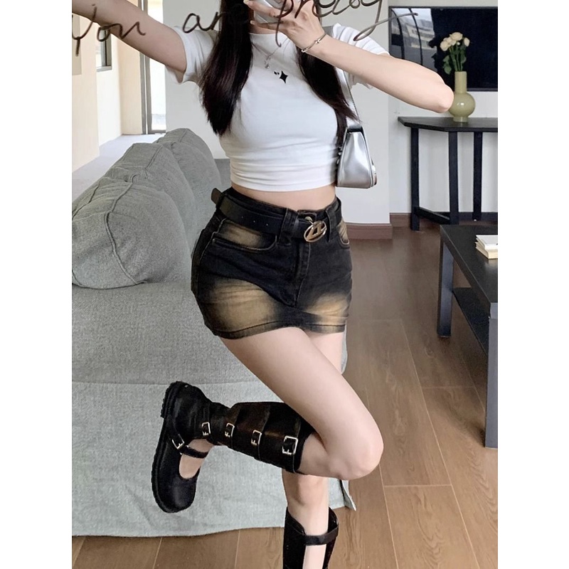 Chân Váy denim Ngắn Dáng Chữ a Phong Cách Thời Trang Mùa Hè Mỹ Hàng Mới Dành Cho Bạn Nữ