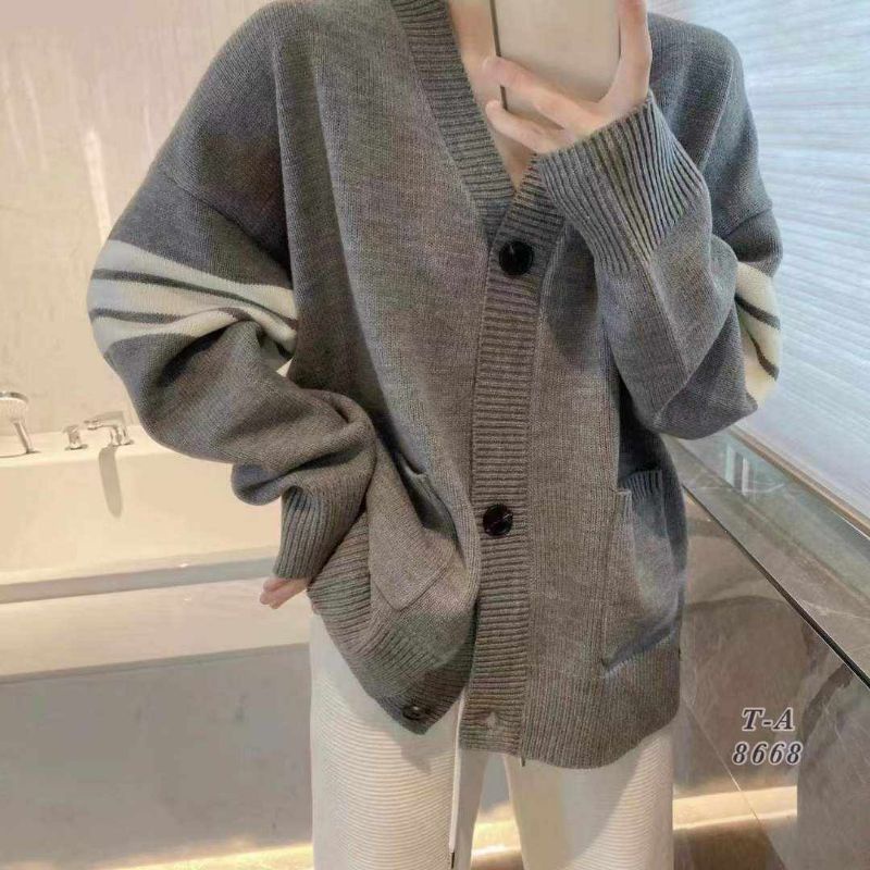 Áo cadigan pha sọc tay hàng QC