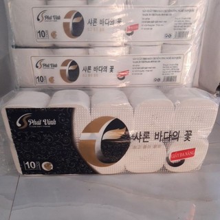 Giấy cuộn vệ sinh công nghệ Hàn Quốc Phát Vinh 10 cuộn không lỏi 800g