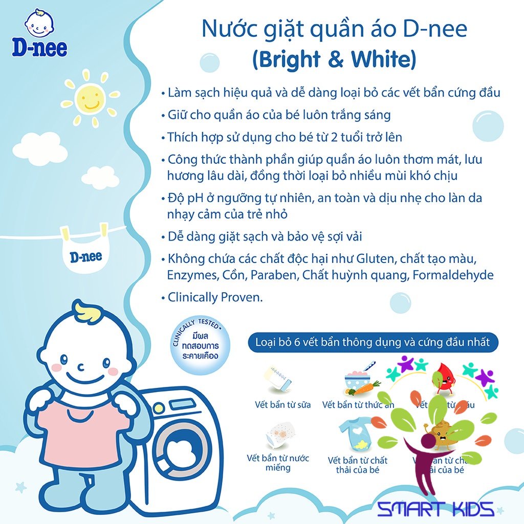 Nước giặt quần áo em bé Dnee 3000ml