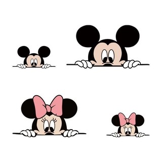 Miếng Dán Trang Trí Xe Hơi Chống Trầy Xước Hình Chuột mickey minnie Dễ Thương