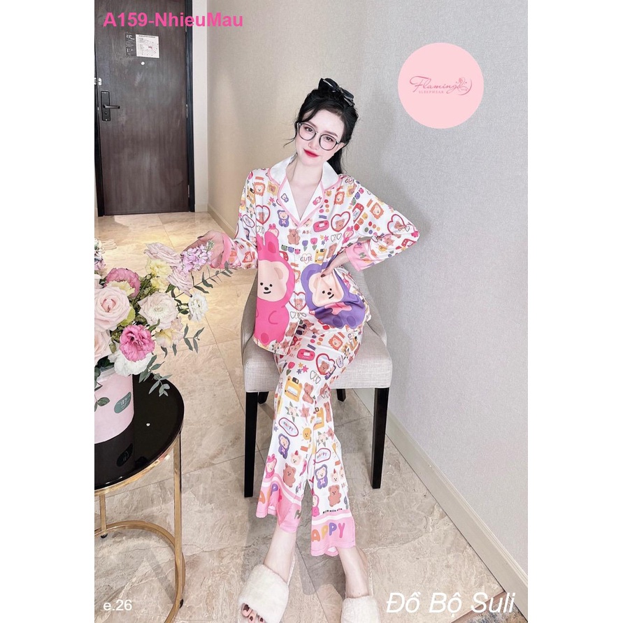 Bộ Dài Pijama Tay Dài Lụa Latin A159 - Đồ Bộ Suli