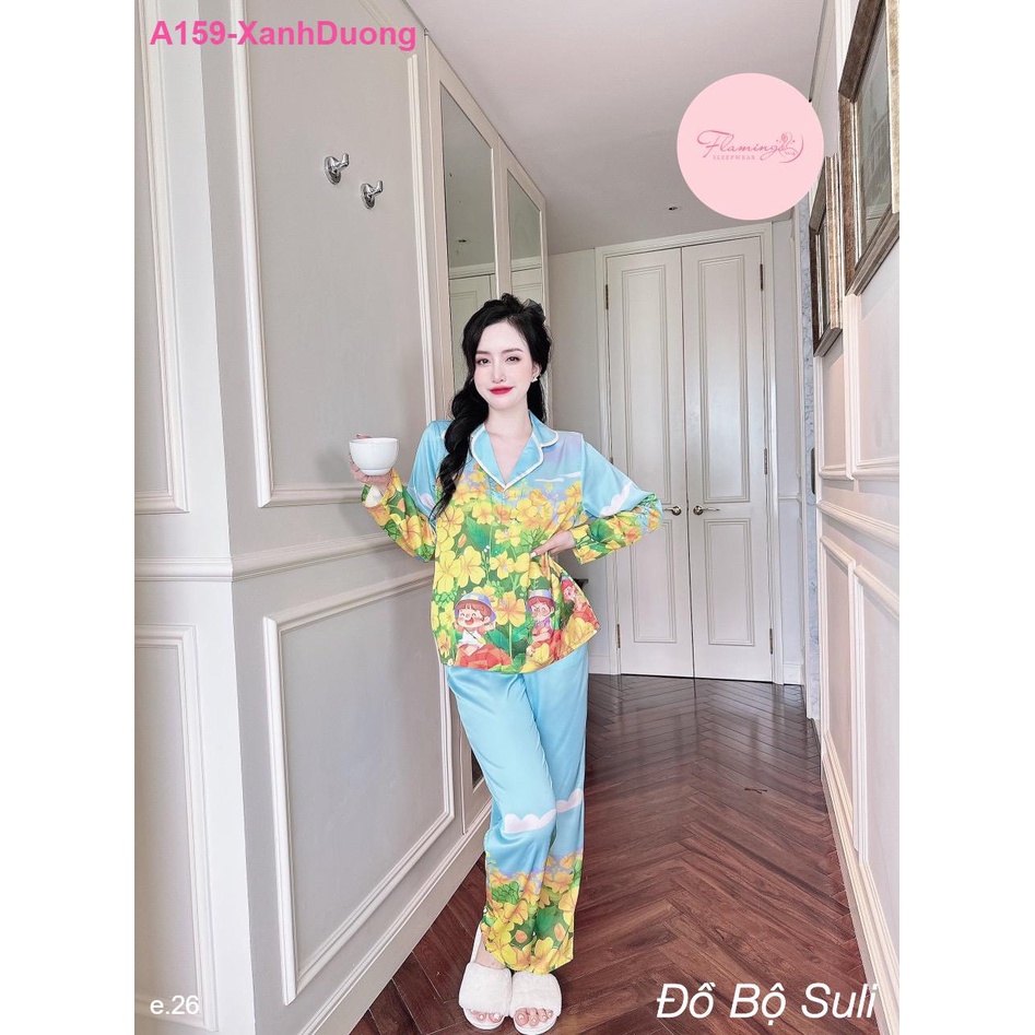 Bộ Dài Pijama Tay Dài Lụa Latin A159 - Đồ Bộ Suli