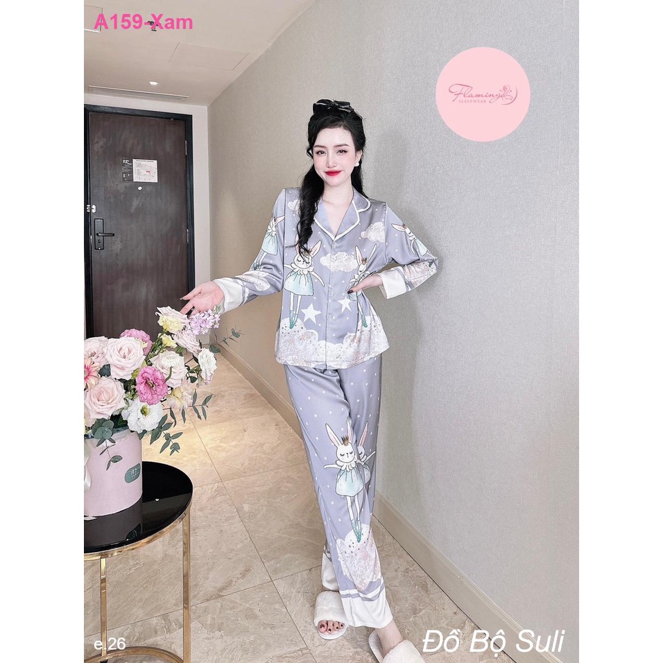 Bộ Dài Pijama Tay Dài Lụa Latin A159 - Đồ Bộ Suli