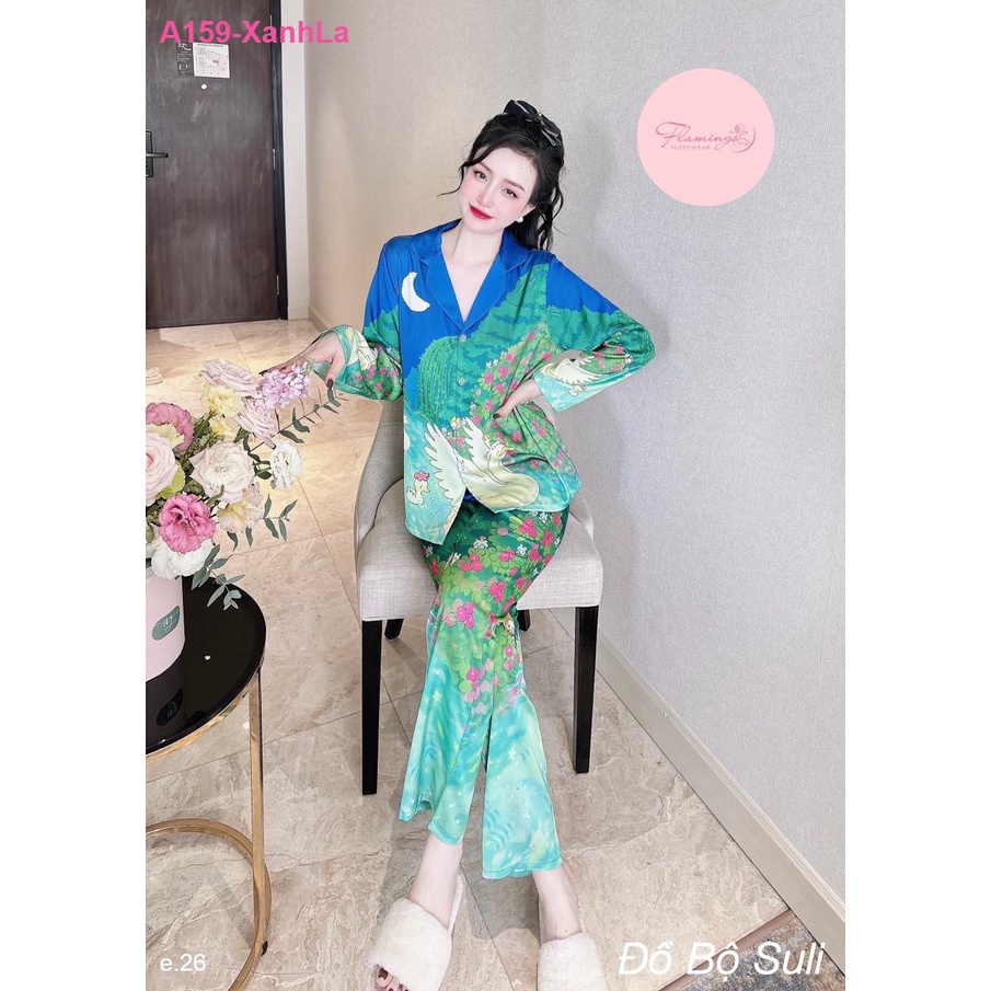 Bộ Dài Pijama Tay Dài Lụa Latin A159 - Đồ Bộ Suli
