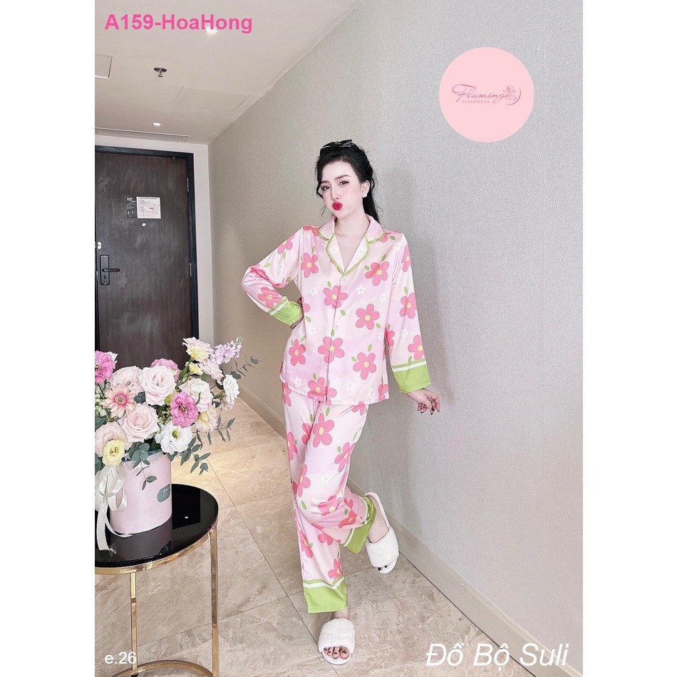 Bộ Dài Pijama Tay Dài Lụa Latin A159 - Đồ Bộ Suli