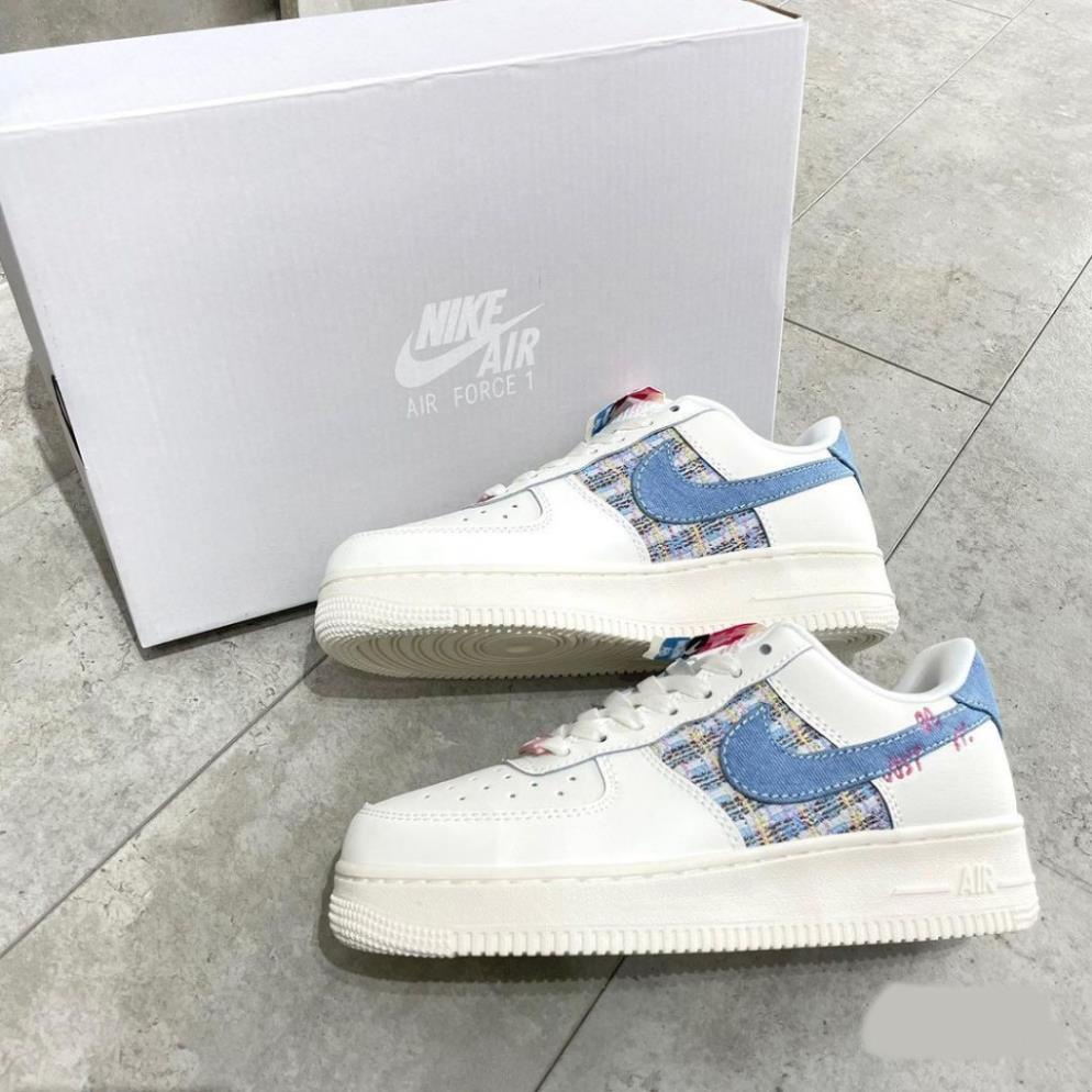Giày Air Force 1 Just Do It màu trắng sữa hot 2023, Giày AF1 trắng sữa full box