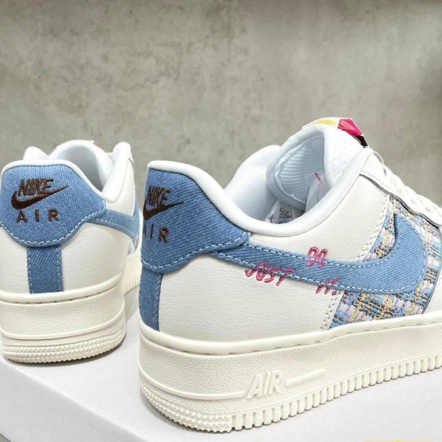 Giày Air Force 1 Just Do It màu trắng sữa hot 2023, Giày AF1 trắng sữa full box