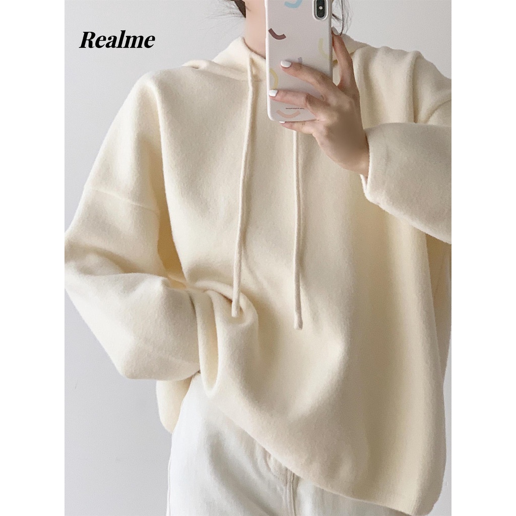 Áo Hoodie Lông Cừu Tay Dài Dáng Rộng Dễ Thương Thời Trang Mùa Thu 2023