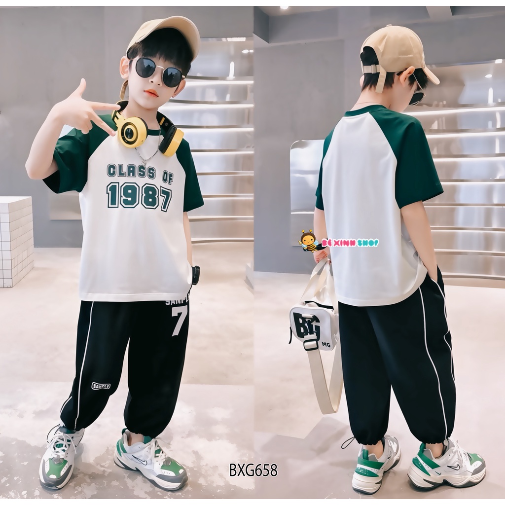 Set Thể Thao Áo Raplang Quần Jogger Rút Ống Dễ Thương Cho Bé Trai BXG658