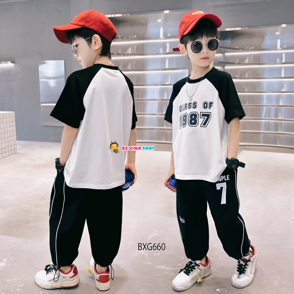 Set Thể Thao Áo Raplang Quần Jogger Rút Ống Dễ Thương Cho Bé Trai BXG658