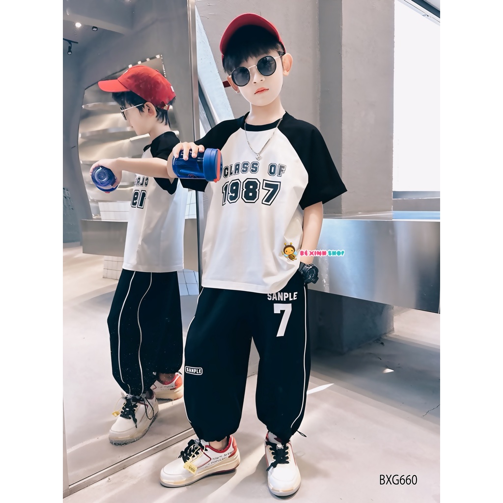 Set Thể Thao Áo Raplang Quần Jogger Rút Ống Dễ Thương Cho Bé Trai BXG658