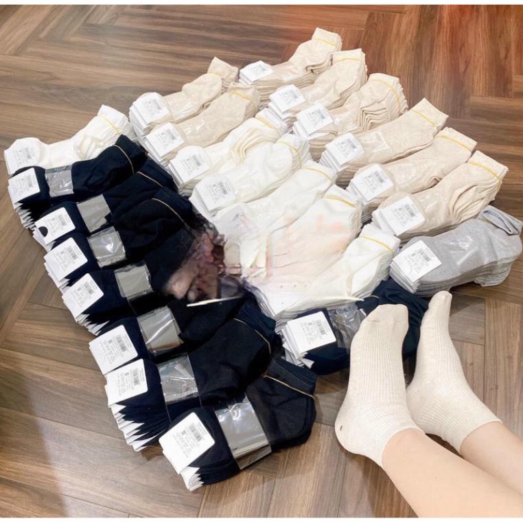 Set 10 đôi tất hàn mix màu đen trắng be hot
