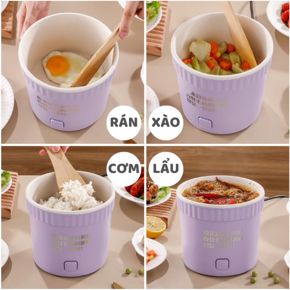 Ca Nấu Mì Đa Năng Bát Điện Mini Dung Tích 1.2L Công Suất 450W, Nồi Điện Đa Năng Mini Tráng Men Chống Dính