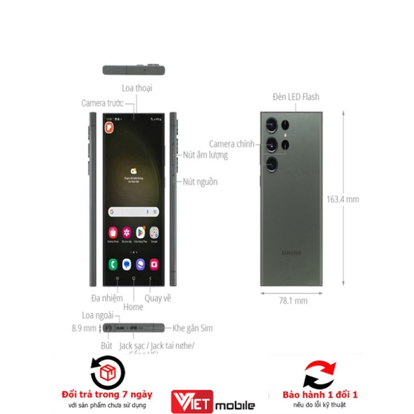 Điện thoại Samsung Galaxy S23 Ultra 8GB/256GB - 8GB/512GB