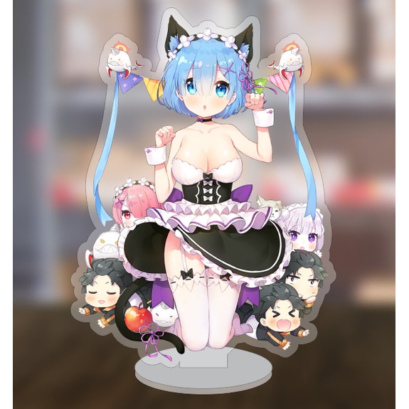 Mô hình standee Ram Rem Re:Zero - Miku dễ thương 5cm/10cm/15cm