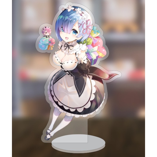 Mô hình standee Ram Rem Re:Zero - Miku dễ thương 5cm/10cm/15cm