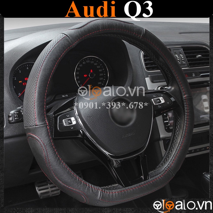 Bọc vô lăng D cut Audi Q3 volang Dcut da cacbon cao cấp - OTOALO