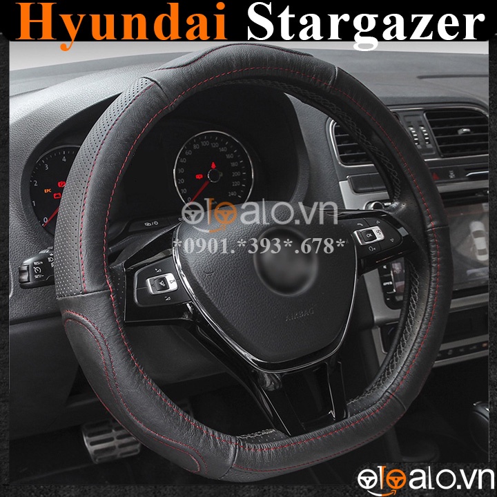 Bọc vô lăng D cut Hyundai Stargazer volang Dcut da cacbon cao cấp - OTOALO