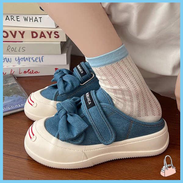 Giày Sneaker Đế Xuồng Hở Mũi Thắt Nơ Phong Cách Mới Năm 2023
