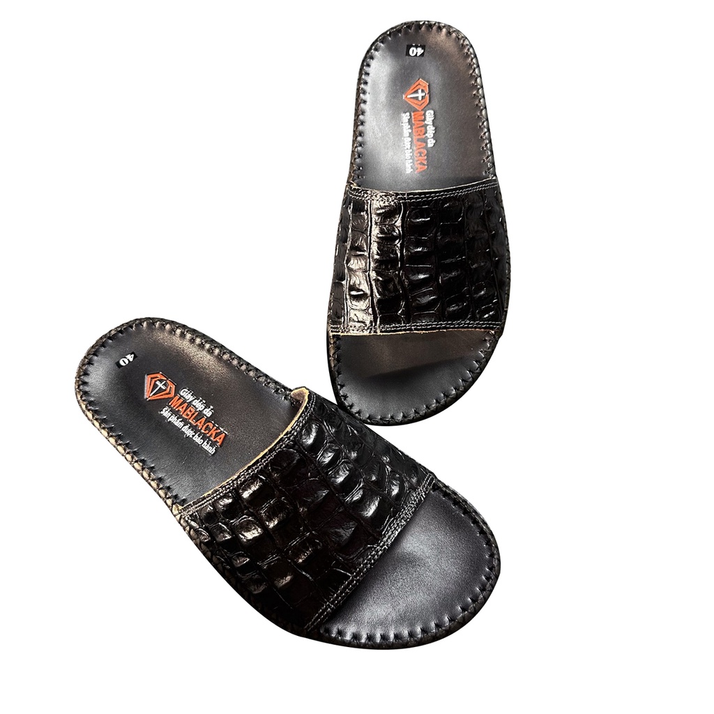 Dép da nam chất liệu da bò đế may thủ công 2.5cm D209