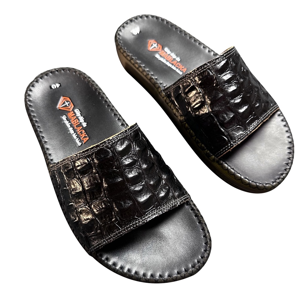 Dép da nam chất liệu da bò đế may thủ công 2.5cm D209