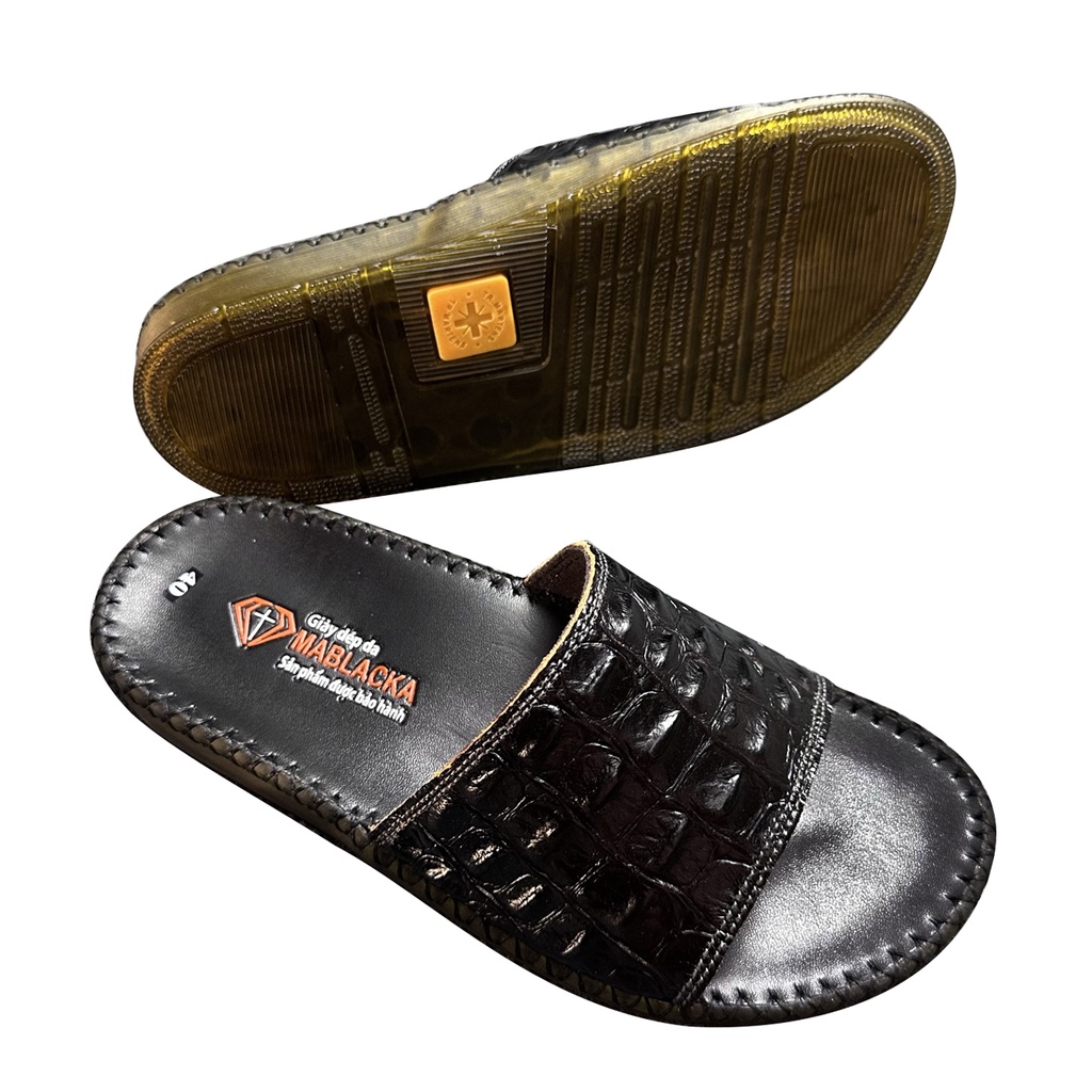 Dép da nam chất liệu da bò đế may thủ công 2.5cm D209