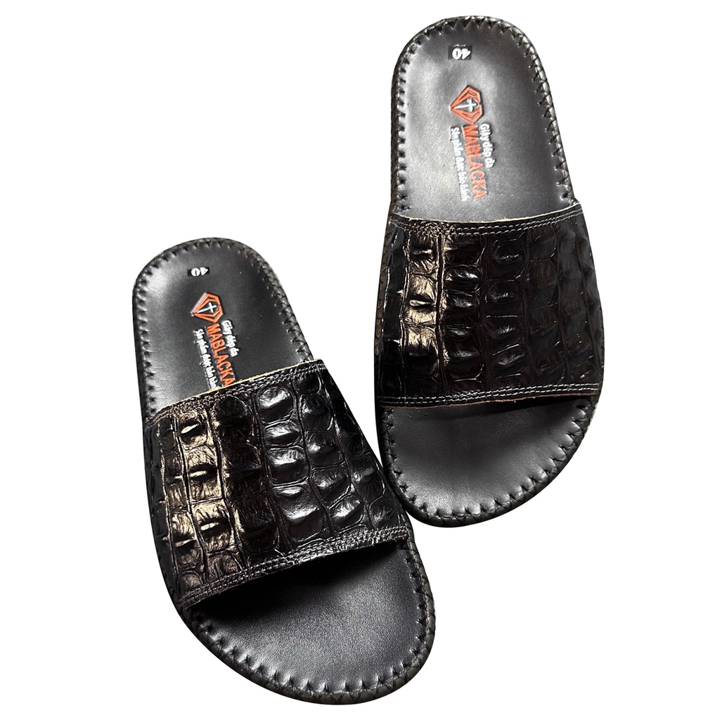 Dép da nam chất liệu da bò đế may thủ công 2.5cm D209