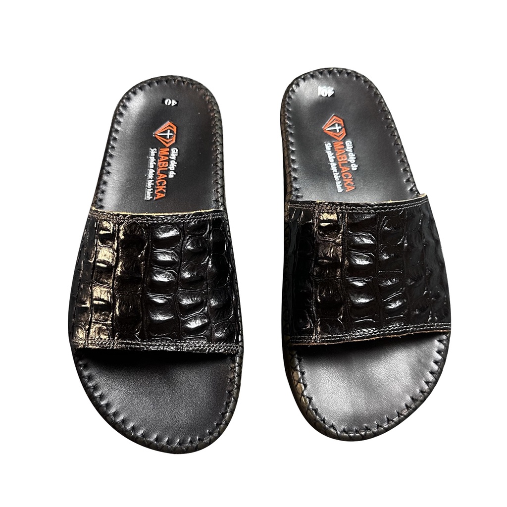 Dép da nam chất liệu da bò đế may thủ công 2.5cm D209